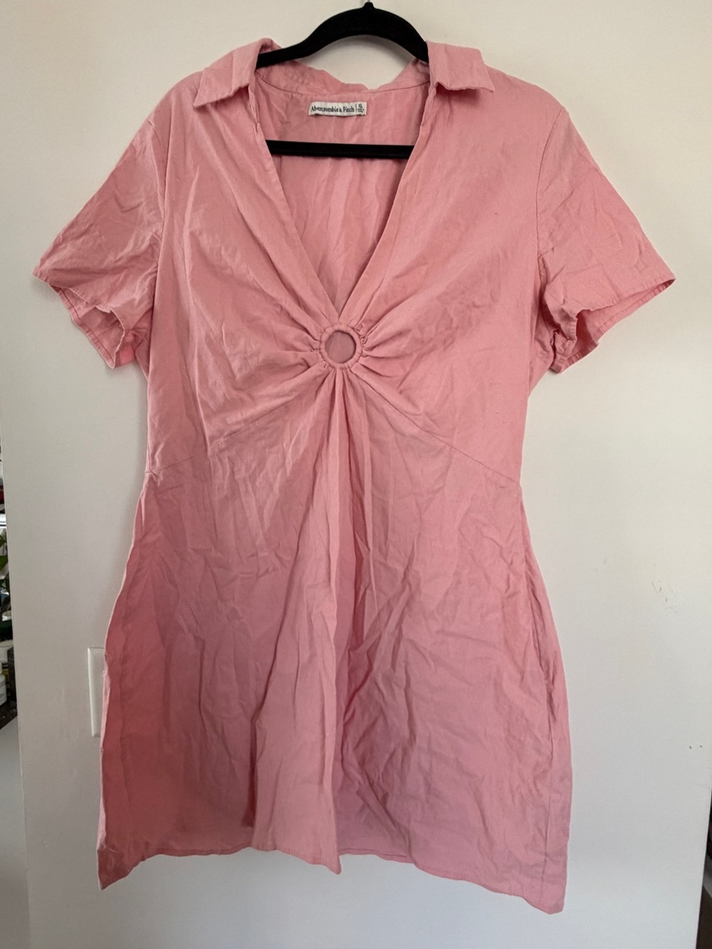 Abercrombie & Fitch Pink Short Sleeve Ring-Front Top
